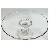 Vintage Viking, Jeanette, Indiana Glass Clear Glassware - Cake Stand & Leaf-Shaped Dishes with Stacked Plates and Candelabra