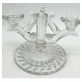 Vintage Viking, Jeanette, Indiana Glass Clear Glassware - Cake Stand & Leaf-Shaped Dishes with Stacked Plates and Candelabra