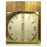 26" Faux Marble Finished in Polished Brass Wall Clock White - Threshold