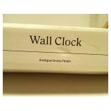 26" Faux Marble Finished in Polished Brass Wall Clock White - Threshold