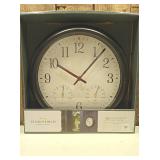 15" Outdoor Wall Clock Charcoal Gray - Threshold