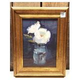 11" x 14" Floral Arrangement Framed Wall Canvas Gold/Navy - Threshold