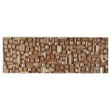 48"x16" Mango Wood Abstract Handmade Geometric Block Panel Wall Decor Brown