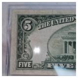 1934A $5 Federal Reserve Note AU Plus 1934A $5 Federal Reserve Note AU Plus