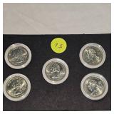 2007 P Colored Washington 25c, 5 Coin Set 2007 P Colored Washington 25c, 5 Coin Set