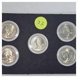 2007 P Colored Washington 25c, 5 Coin Set 2007 P Colored Washington 25c, 5 Coin Set