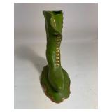 Atlantic Mold Green Glazed Gold Ceramic Victorian Boot Vase Planter Atlantic Mold Green Glazed Gold Ceramic Victorian Boot Vase Planter