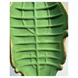 Atlantic Mold Green Glazed Gold Ceramic Victorian Boot Vase Planter Atlantic Mold Green Glazed Gold Ceramic Victorian Boot Vase Planter