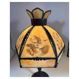 Lot of (2) Slag Glass Shade Table Lamps Lot of (2) Slag Glass Shade Table Lamps