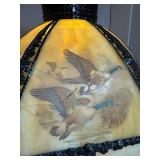 Lot of (2) Slag Glass Shade Table Lamps Lot of (2) Slag Glass Shade Table Lamps