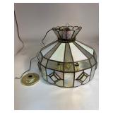 Mid Century Iridescent Stained Glass 5 Light Pendant Chandelier Mid Century Iridescent Stained Glass 5 Light Pendant Chandelier