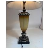 Vintage Amber Fluted Glass Urn Style Lamp Vintage Amber Fluted Glass Urn Style Lamp