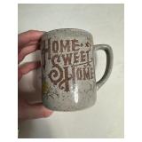 1970s CERAMIC HOME SWEET HOME MUG Japan Vintage Cabin Rustic Grey Brown 1970s CERAMIC HOME SWEET HOME MUG Japan Vintage Cabin Rustic Grey Brown