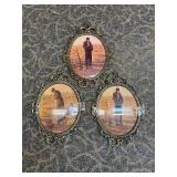 Oval Convex Dome Glass Pictures Ornate Brass Frame Farmer/Wife Praying Oval Convex Dome Glass Pictures Ornate Brass Frame Farmer/Wife Praying