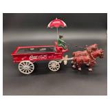Coca-Cola CAST IRON Horse-Drawn Wagon With Driver & Umbrella Coca-Cola CAST IRON Horse-Drawn Wagon With Driver & Umbrella