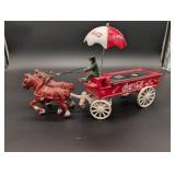 Coca-Cola CAST IRON Horse-Drawn Wagon With Driver & Umbrella Coca-Cola CAST IRON Horse-Drawn Wagon With Driver & Umbrella