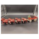 Vintage Cast Iron Red Horses Team with Wagon Toy Set (Lot of 6) Vintage Cast Iron Red Horses Team with Wagon Toy Set (Lot of 6)