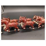 Vintage Cast Iron Red Horses Team with Wagon Toy Set (Lot of 6) Vintage Cast Iron Red Horses Team with Wagon Toy Set (Lot of 6)