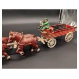 Vintage Cast Iron Red Horses Team with Wagon Toy Set (Lot of 6) Vintage Cast Iron Red Horses Team with Wagon Toy Set (Lot of 6)