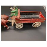 Vintage Cast Iron Red Horses Team with Wagon Toy Set (Lot of 6) Vintage Cast Iron Red Horses Team with Wagon Toy Set (Lot of 6)