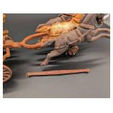 Antique Cast Iron Horse-Drawn Fire Wagon with Ladder and 2 Horses Antique Cast Iron Horse-Drawn Fire Wagon with Ladder and 2 Horses