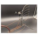 Vintage Wire Airship Sculpture - Steampunk Metal Art with Propellers & Wheels Vintage Wire Airship Sculpture - Steampunk Metal Art with Propellers & Wheels