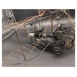 Vintage Wire Airship Sculpture - Steampunk Metal Art with Propellers & Wheels Vintage Wire Airship Sculpture - Steampunk Metal Art with Propellers & Wheels