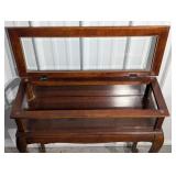 Wood Console Table With Glass-Top Display Case - Lift-Top Compartment, Cabriole Legs Wood Console Table With Glass-Top Display Case - Lift-Top Compartment, Cabriole Legs