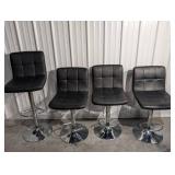 Bar Stools (Lot of 4) - Black Vinyl, Chrome Pedestal Base Bar Stools (Lot of 4) - Black Vinyl, Chrome Pedestal Base