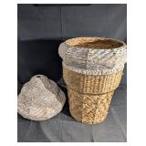 Ice Cream Cone Shaped Handwoven Wicker Basket with Lid - Tall Natural Storage Decor Ice Cream Cone Shaped Handwoven Wicker Basket with Lid - Tall Natural Storage Decor