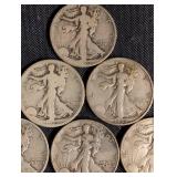 Walking Liberty Half Dollars - 6 Coins, 50-Cent US Silver (1934-1940s) Walking Liberty Half Dollars - 6 Coins, 50-Cent US Silver (1934-1940s)