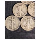 Walking Liberty Half Dollars - 6 Coins, 50-Cent US Silver (1934-1940s) Walking Liberty Half Dollars - 6 Coins, 50-Cent US Silver (1934-1940s)