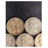 Franklin Half Dollars 90% Silver. Lot Of 9 Franklin Half Dollars 90% Silver. Lot Of 9