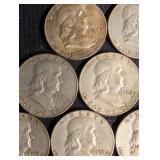 Franklin Half Dollars 90% Silver. Lot Of 9 Franklin Half Dollars 90% Silver. Lot Of 9
