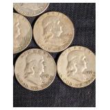 Franklin Half Dollars 90% Silver. Lot Of 9 Franklin Half Dollars 90% Silver. Lot Of 9