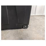 Large Black Plastic Storage Tote with Yellow Lid and Wheels Large Black Plastic Storage Tote with Yellow Lid and Wheels