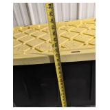 Large Black Plastic Storage Tote with Yellow Lid and Wheels Large Black Plastic Storage Tote with Yellow Lid and Wheels