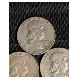Lot Of 3 Franklin Halves 90% Silver Lot Of 3 Franklin Halves 90% Silver
