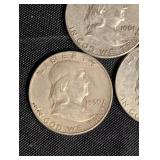 Lot Of 3 Franklin Halves 90% Silver Lot Of 3 Franklin Halves 90% Silver