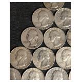 Lot Of 15 90% Silver Washington Quarters. Lot Of 15 90% Silver Washington Quarters.