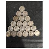 Lot Of 21 90% Mercury And Roosevelt Dimes Various Dates Lot Of 21 90% Mercury And Roosevelt Dimes Various Dates