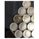 Lot Of 21 90% Mercury And Roosevelt Dimes Various Dates Lot Of 21 90% Mercury And Roosevelt Dimes Various Dates