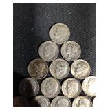 Lot Of 21 90% Mercury And Roosevelt Dimes Various Dates Lot Of 21 90% Mercury And Roosevelt Dimes Various Dates