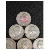Washington Quarter 1953-1964 - 10 Coins - 90% Silver US Currency Washington Quarter 1953-1964 - 10 Coins - 90% Silver US Currency