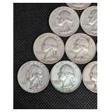 90% Silver Washington Quarters - 1964 & 1953-1964 (Lot of 10) 90% Silver Washington Quarters - 1964 & 1953-1964 (Lot of 10)