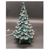Ceramic Christmas Tree Lamp - 20 in Tall, Multicolor Bulbs, Snow Accents Ceramic Christmas Tree Lamp - 20 in Tall, Multicolor Bulbs, Snow Accents