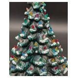 Ceramic Christmas Tree Lamp - 20 in Tall, Multicolor Bulbs, Snow Accents Ceramic Christmas Tree Lamp - 20 in Tall, Multicolor Bulbs, Snow Accents