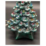 Ceramic Christmas Tree Lamp - 20 in Tall, Multicolor Bulbs, Snow Accents Ceramic Christmas Tree Lamp - 20 in Tall, Multicolor Bulbs, Snow Accents