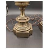Stiffel Brass Table Lamps - Pair with Harp Shade Supports Stiffel Brass Table Lamps - Pair with Harp Shade Supports
