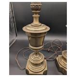 Stiffel Brass Table Lamps - Pair with Harp Shade Supports Stiffel Brass Table Lamps - Pair with Harp Shade Supports